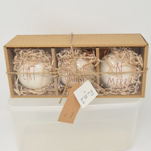 Rae Dunn Ornament Eat Drink Be Merry Christmas Tre New Gift Set Holidays Festive